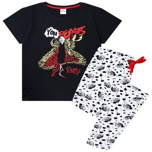 101 Dalmatians Womens/Ladies You Beasts Cruella De Vil Pajama Set / Black/White